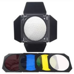 Barndoor BD-04 lưới tổ ong + 04 gel màu Godox 8411