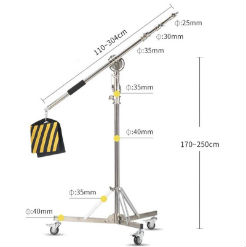 Chân đèn boom Inox WS-907 kèm bánh xe 6741