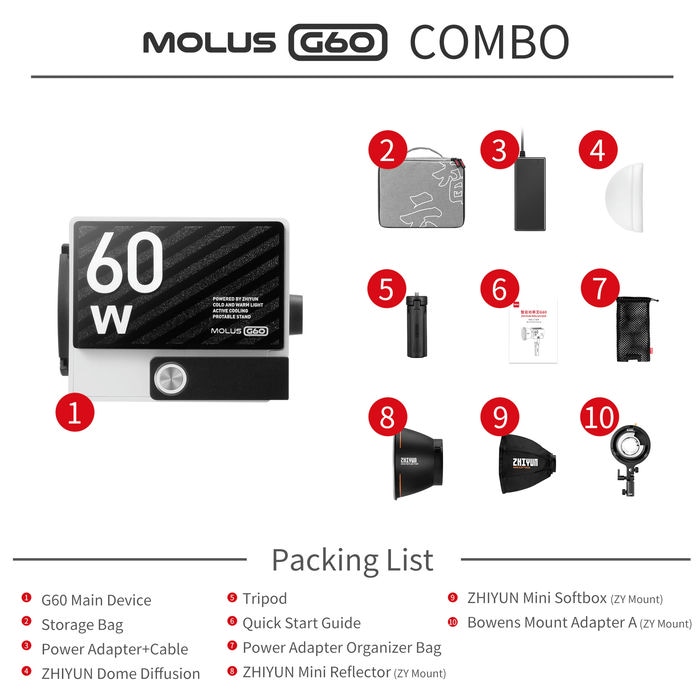Den Led Zhiyun Molus G60 Bi Color Combo 6