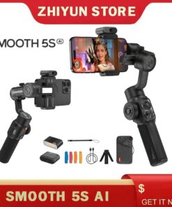 ZHIYUN Smooth 5S AI - Gimbal 3 trục cho điện thoại, phù hợp iPhone 14/13 Pro Max, Samsung, Huawei, Xiaomi, giúp ổn định hình ảnh khi quay ngoài trời. 30491
