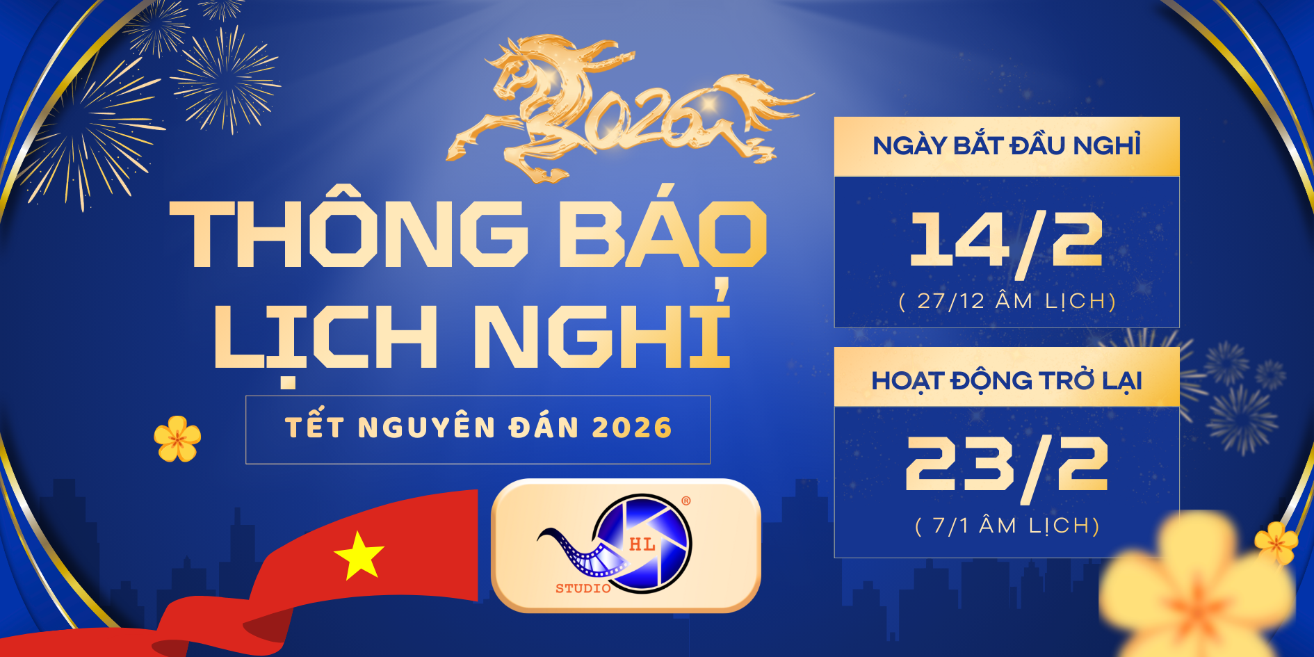 HL Studio – Thông Báo Lịch Nghỉ Tết Nguyên Đán Năm 2026