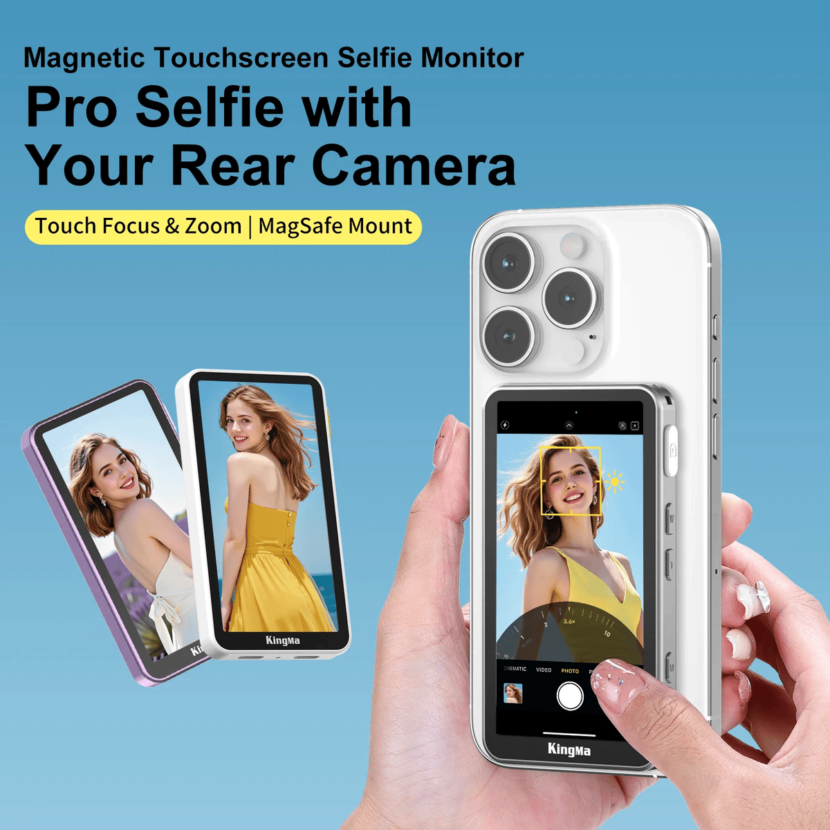 Man Hinh Kingma Ph02 Ultra Magsafe Vlog Selfie Monitor Touch Screen 4inch 02 Hlstudio