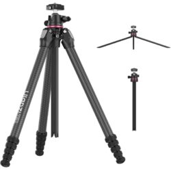Ulanzi TZ01 S069 - Chân máy sợi carbon 2 trong 1, cao 1.63m, thích hợp du lịch, vlog, chụp cảnh và livestream. Ulanzi Tz01 Chan May Da Nang 2in1 Soi Carbon Kem Tam De Thao Nhanh S069 01