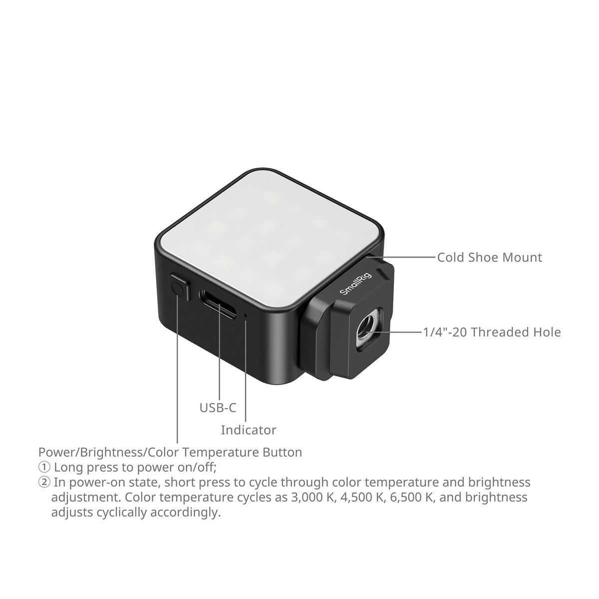 Smallrig 5446c Den Led Chieu Sang Cho Action Camera Voi Cold Shoe 02 Hlstudio