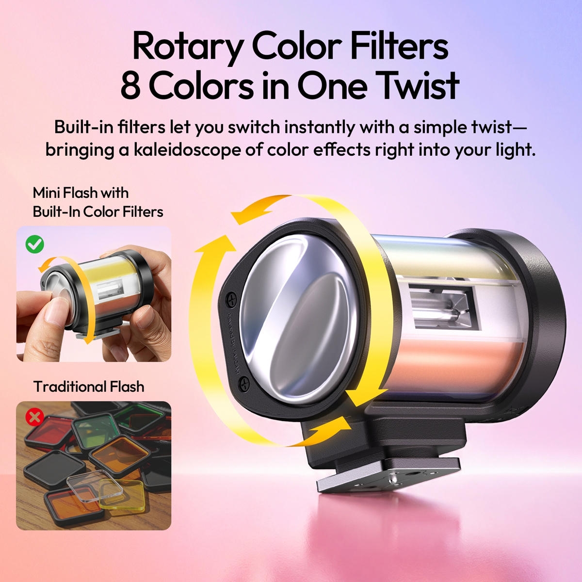 Ulanzi Kl01 Den Flash Mini Cho May Anh Tich Hop Filter Loc Mau L312 02 Hlstudio