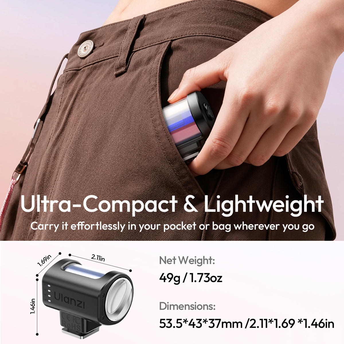 Ulanzi Kl01 Den Flash Mini Cho May Anh Tich Hop Filter Loc Mau L312 08 Hlstudio