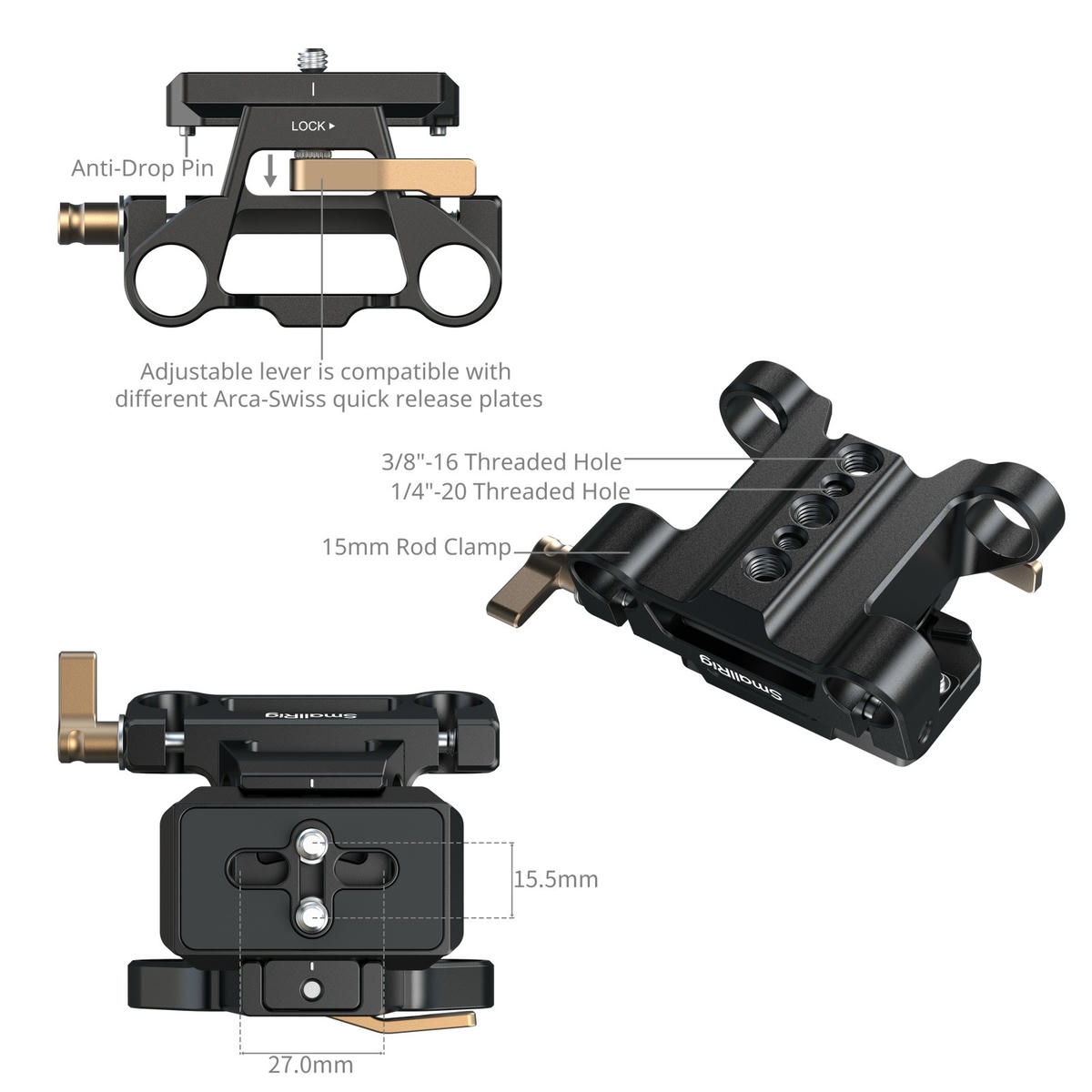 Smallrig 6761 Tam De Plate Thao Lap Nhanh Kem Dua Carbon 30Cm 4 Hlstudio